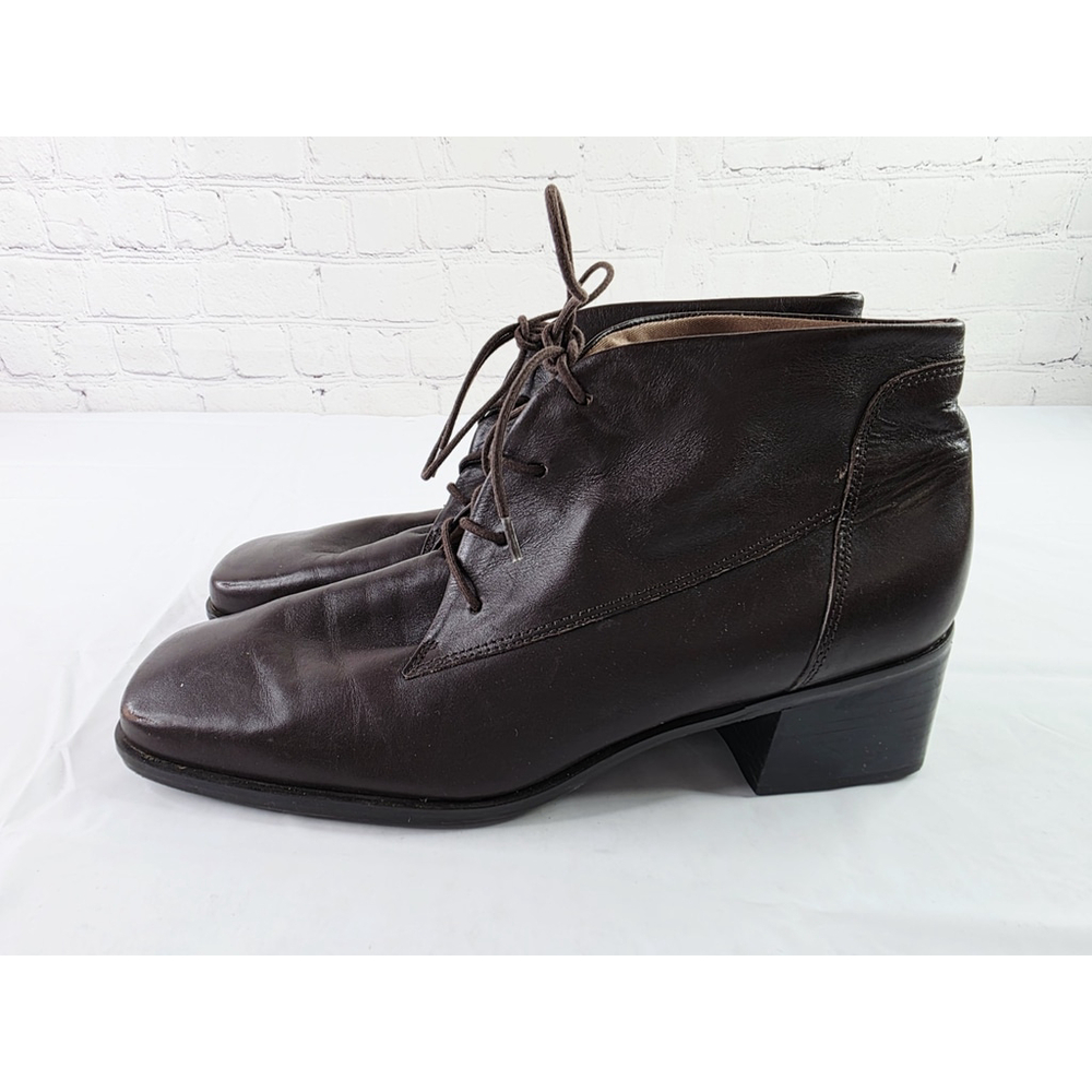 Vintage 90's Easy Sprit Brown Leather Lace Up Boot Chunky Heel Women's Size 10 B - Picture 3 of 8
